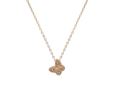 18K Gold Butterfly CZ Necklace