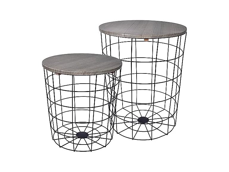 Elevon Wire Basket Side Table 2pk, Gray