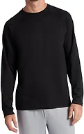 Gaiam Men’s Flow State Long Sleeve Crewneck Top, Standard Fit, Stretch Midweight Material, Black, Medium