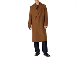 Amazon Essentials Men's Relaxed-Fit Double Breasted Wool Blend Longline Topcoat, Caramel Heather, X-Small