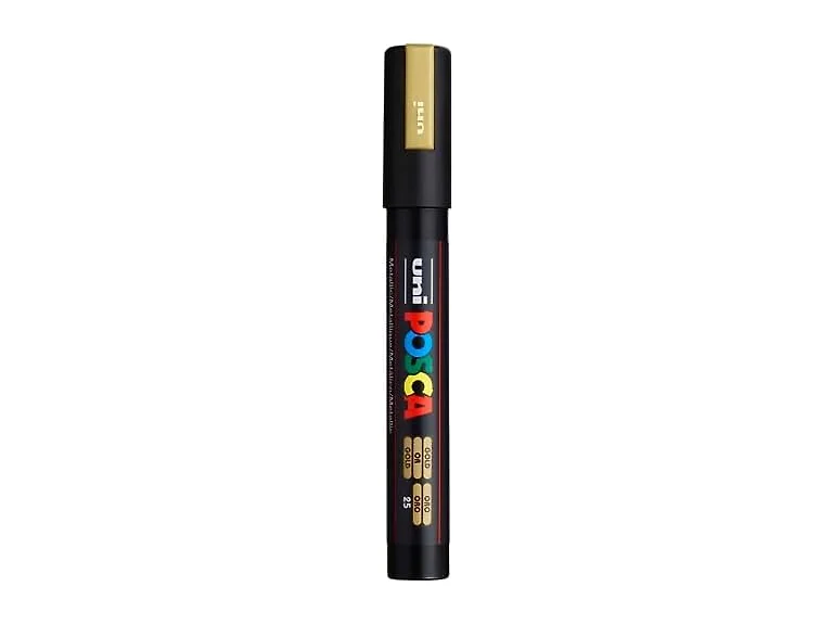 uni POSCA PC-5M Water-Based Paint Markers, Gold