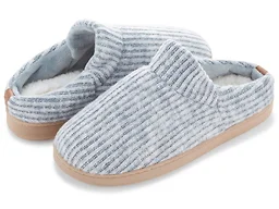Floopi FLOOPI-403-GRY-S Small Womens Fuzzy Ribbed Knit Clog Slipper Grey