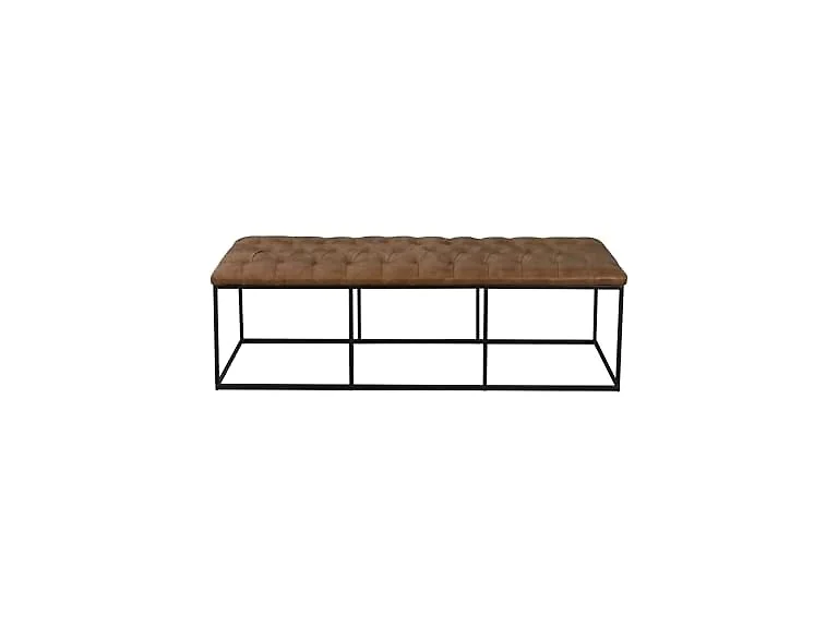 HomePop 58in Bench PU Leather Lt Brown