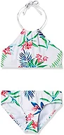 Kanu Surf Toddler Girls' Mahina Beach Sport Halter Bikini 2-Piece Swimsuit, Leonie Floral White, 4T
