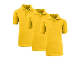 GBH WC-----(3-Pack Boy's Polos) ZBE / GD-GD-GD / 4 4 3PK Boys Short Sleeve School Polo Gold x3