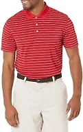 Amazon Essentials Men's Moisture Wicking Golf Polo Shirt, Short Sleeve, Slim-Fit, Quick-Dry, Active Wear, Red Stripe, X-Large