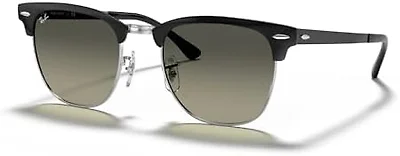 Ray-Ban RB3716 900471 51 51-21-145 Ray-Ban RB3716 Clubmaster Metal Square Sunglasses BLACK ON SILVER/LIGHT GREY GRADIENT DARK GREY