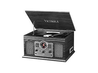 (NEW) Victrola The Quincy 6-in-1 Bluetooth Record Player, Grey