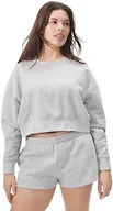 florence by millsWomensCozy Crush Cropped Pullover SweatshirtHeather GreyMedium