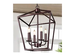 BrightHome KN0001 Farmhouse Chandelier 4-Light ORB