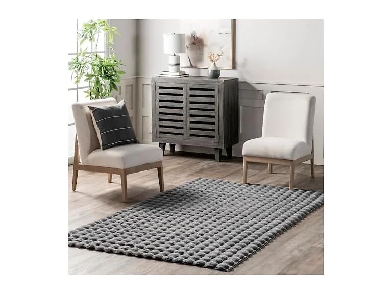 Nuloom Jeni 6 Sq Faux Rabbit Dark Grey