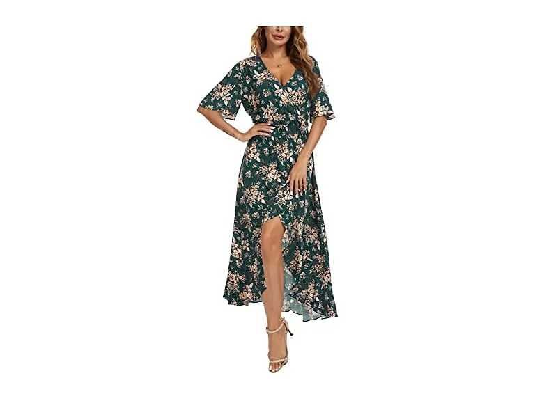 Kormei Women (M) Short Sleeve V Neck High Dress