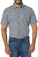 Amazon Essentials Men's Slim-Fit Short-Sleeve Poplin Shirt, Navy White Gingham, X-Large