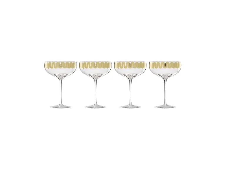 Cambridge Gold Decal Coupe Glasses, Set Of 4