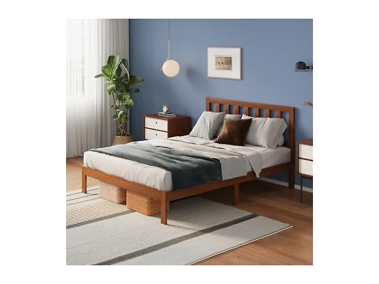 Avenco Wood Platform Bed Frame Full Walnut