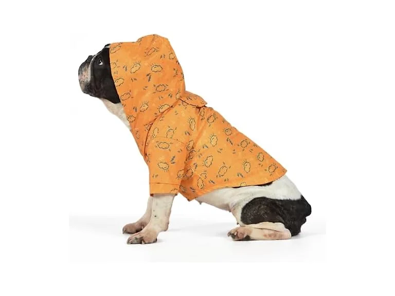 The Dodo Rainy Days Printed Raincoat for Dogs, Orange, Large