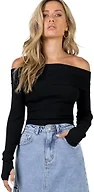 Princess Polly Morley Off Shoulder Sweater Black