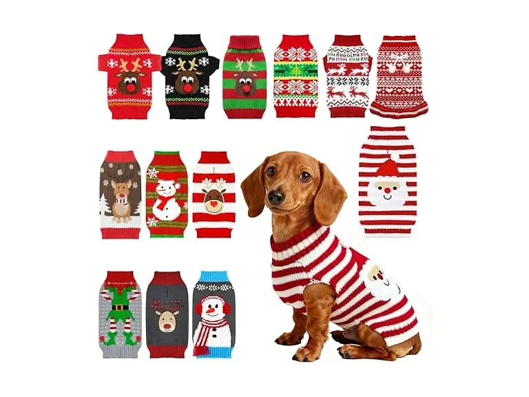 Dog Christmas Sweater Xmas Dog Holiday Red W