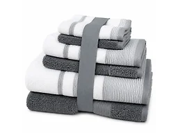 Noble House NH-6Pcs 2Tone Towel Set - Gray 6-Piece Set 6