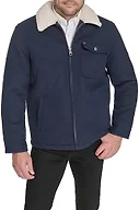 Tommy Hilfiger Men's Wool Blend Jacket With Sherpa Collar, Navy, X-Large