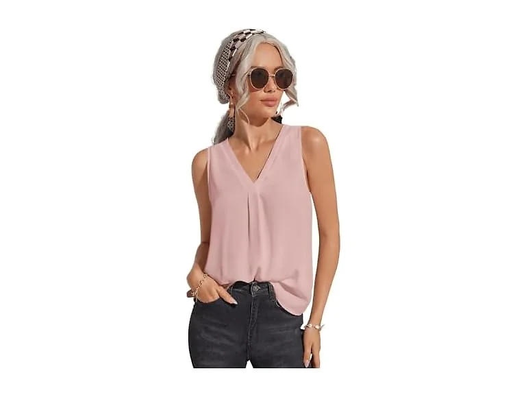 Milumia Women (S) Sleeveless V Neck Office Shirt