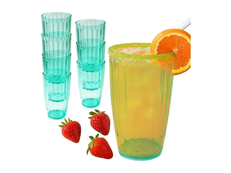 Kate Aspen Fluted Plastic Drinking Glasses Set