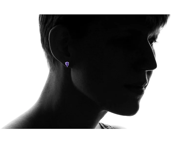 Purple Tanzanite Teardrop Stud Earrings