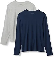 Amazon Essentials Men's Long Sleeve Super Soft Modal Undershirt, Pack of 2, Medium Grey Heather/Navy, Medium