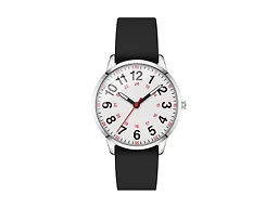 NYMICL Easy Read Women’s Watch White Dial with Clear Second Hand for Pulse Check 35mm Dial with Large Arabic Numbers, Water Resistant Silicone Strap Wrist Watch with Luminous Hands