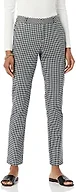 Amazon Essentials Women's Bi-Stretch Full Length Straight Leg Pant, White Gingham, 14