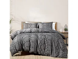 Tufted Clipped 3 Pc Duvet Cover Set