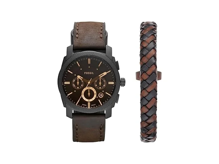 Fossil Men 42mm Machine Watch Bracelet Box Set