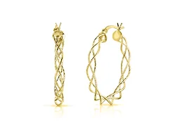 Yeidid 925 Sterling Silver 40MM Braided Hoop Earrings Plated In 18K Yellow Gold