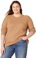 Amazon Essentials Women's Crewneck Sweater, Classic-Fit, Soft Touch, Long Sleeve, Plus-Size Available, Camel Heather, 3X