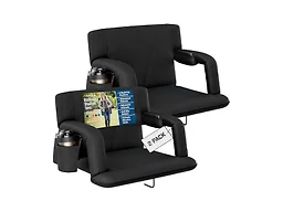 2-Pk Recl Stadium Seat w Armrests - Blk