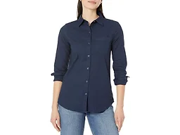 Amazon Essentials Women's Long Sleeve Button Down Stretch Oxford Shirt (Available in Plus Size), Navy, 5X