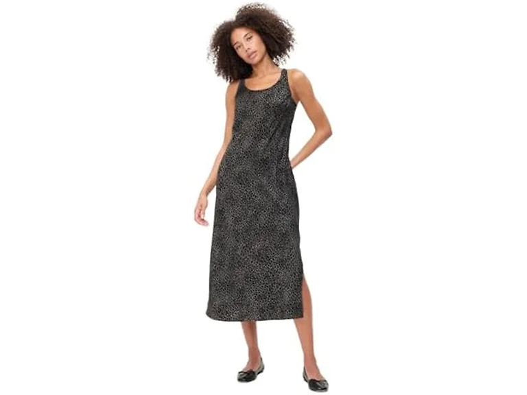 GAP Women (L) Slip Dress Black Leopard