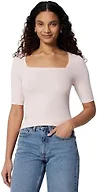 Amazon Essentials Women's Slim Fit Half Sleeve Square Neck Cotton Modal T-Shirt, Light Pink, X-Large