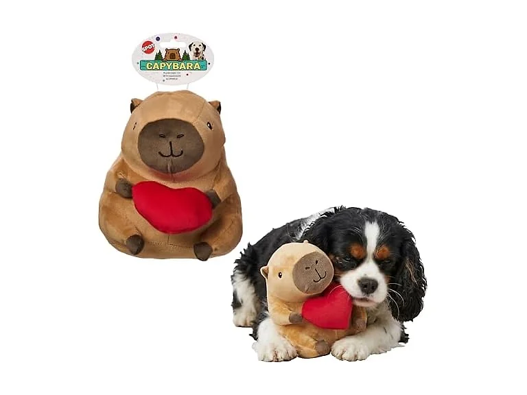 SPOT Capybara with Heart Plush Dog Toy, Soft Stuffed Squeaky