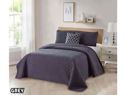 Bibb Home 2018 Grey 4-Pc Solid Quilt Set Full/Queen