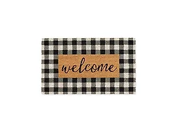 DII Natural Coir Large Front Entrance Mat, Outdoor Collection, Decorative Checkered Doormat with Heavy Duty PVC Backing, 17x29, Welcome