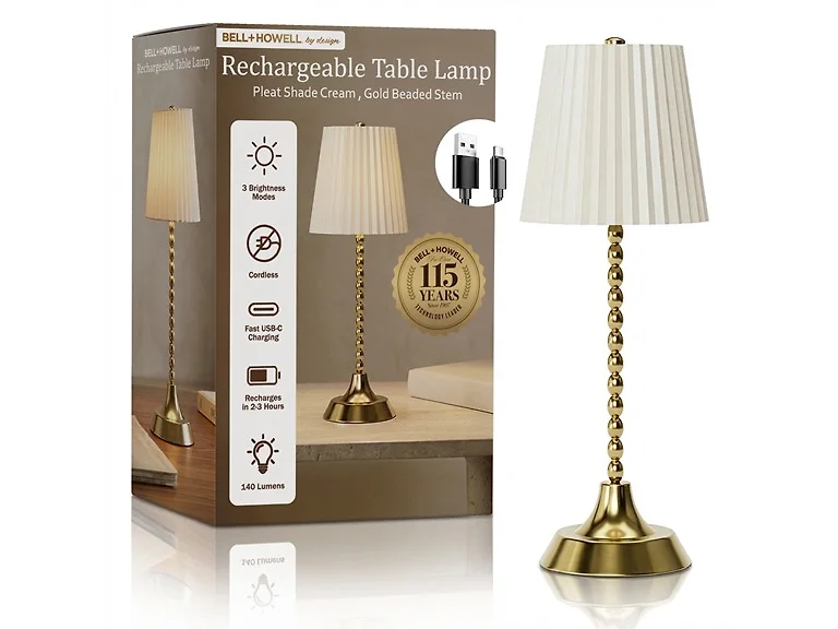 Beaded Stem Pleated Shade Lamp