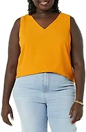 Amazon Essentials Women's Regular-Fit V Neck Sleeveless Layering Tank Top (Available in Plus Size), Mustard Yellow, Small