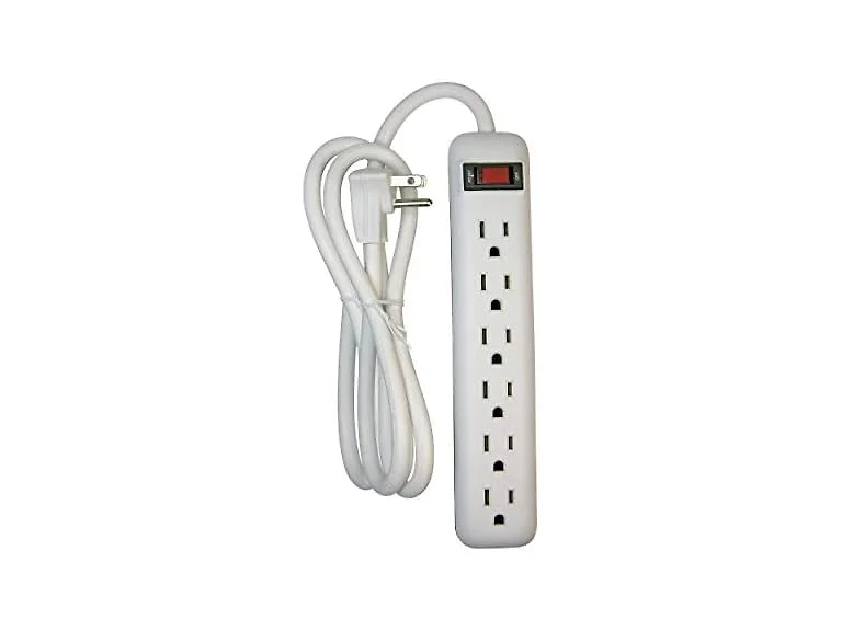 Clear Power 6 Outlet Power Strip, 8 ft