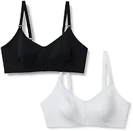 Amazon Essentials Women's Cotton blend Jersey Support Nursing Bra, Pack of 2, Black/White, 36B