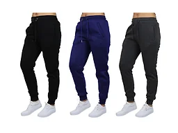 BLUE ICE WC-----(Women's 3Pack) - JWH/WFP-400 - BNC - S Small 3PK Womens Loose Fit Fleece Joggers Black - Navy - Charcoal