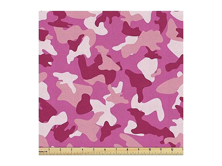 Ambesonne Camo Print Fabric by The Yard, Pink