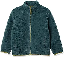 Amazon Essentials Boys' Fleece Lined Sherpa Full-Zip Jacket, Dark Green, X-Large
