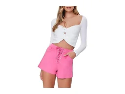 Forever 21 Faux Suede Lace-Up Shorts Hibiscus Small