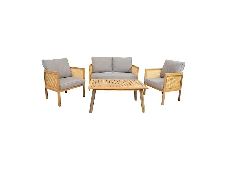 Sunnydaze Sanibel 4-Piece Acacia Patio Furniture Set - Gray